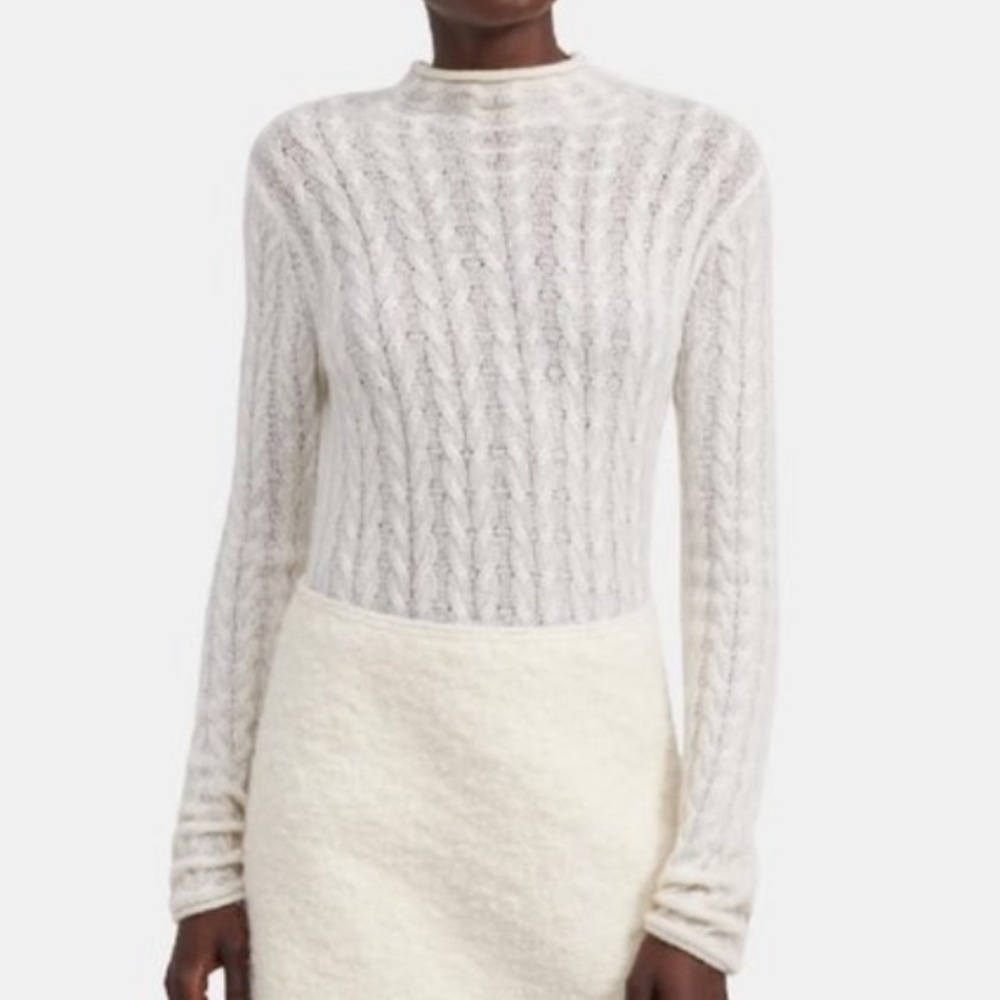 Theory New Cable Mock Neck Cashmere Sweater